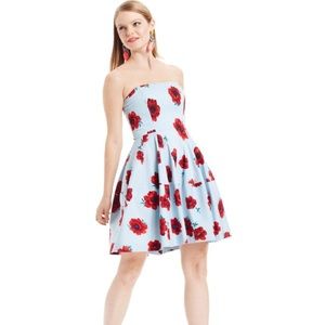 Betsey Johnson blue dress red flowers size 12